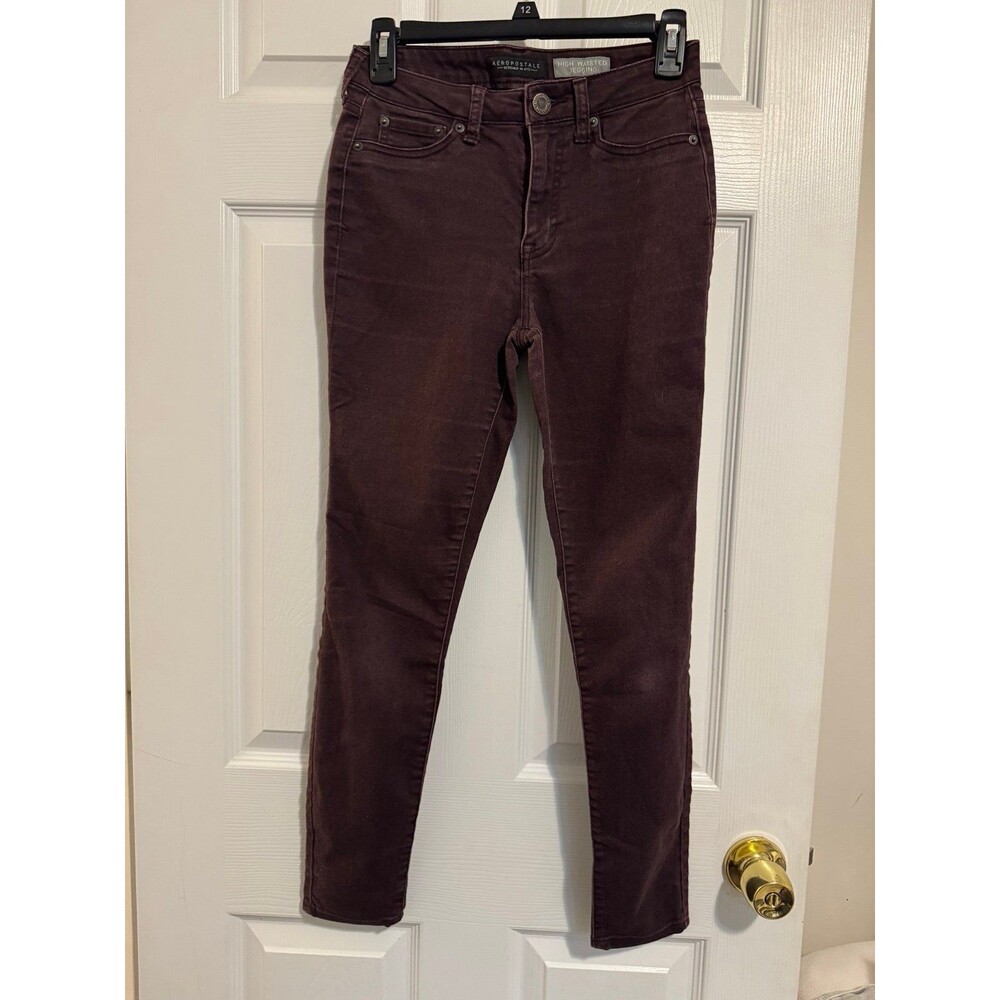 Aeropostale Burgundy High Waisted Jeggings Size 2